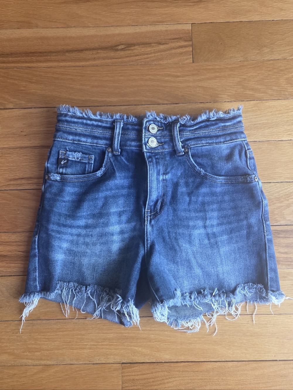 KanCan Distressed High-Rise Blue Denim Shorts Size 26